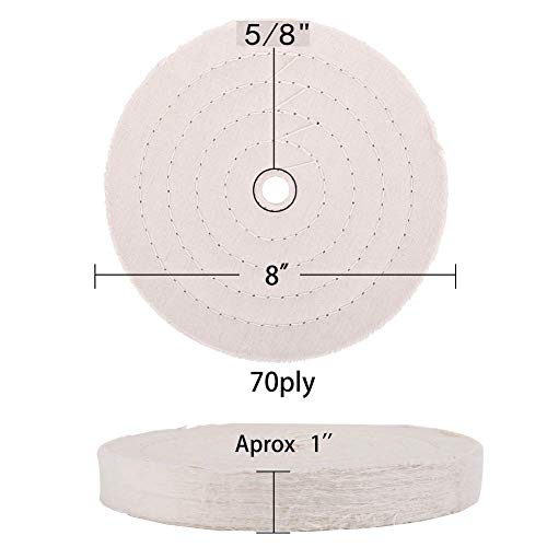 Scottchen Buffing Polishing Wheel 8" X 5/8" Arbor X 70Ply White Fine Cotton For Bench Grinder - 2 Pcs #TOP1