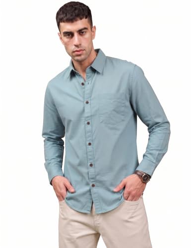 Image of Amazon Brand - INKAST Men Solid Cotton Shirt | Casual Wear | Basic Essential Plain Everyday & Office Wear | Full Sleeve | Regular Fit