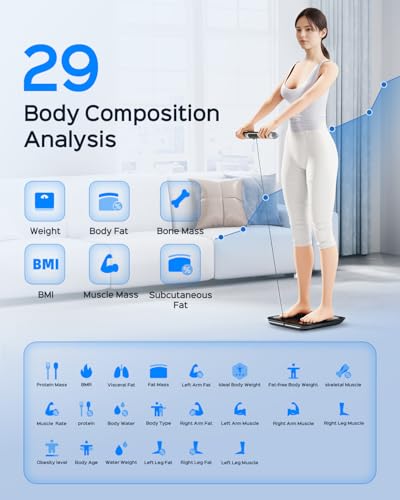 Body Pod Scale, 8-Sensor Smart Scale and Body Composition Analyzer, Digital Bathroom Monitor Measures Fat, Muscle Mass, BMI, Syncs with App for 24 Users - Image 5