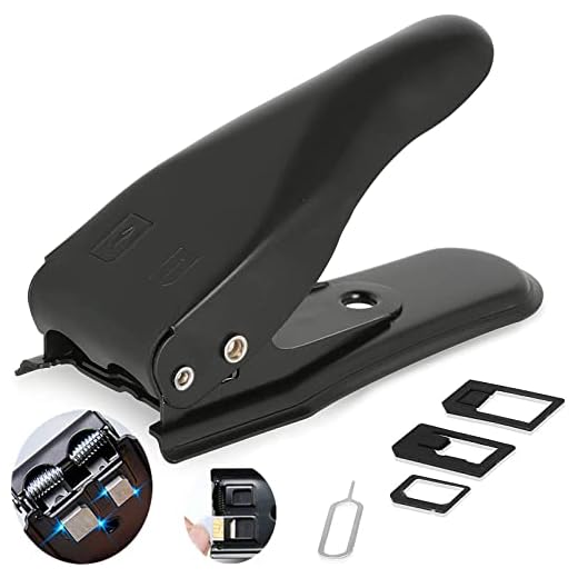 Mobiltelefon SIM-kortskärare, Micro SIM/Nano SIM-kortskärare, 2-i-1 skärning SIM-kort standard till Micro/Micro till Nano Dual Sim-kortskärare Punch SIM-kortskärare med 3 SIM-adaptrar och 1 utjektionsnål (svart)