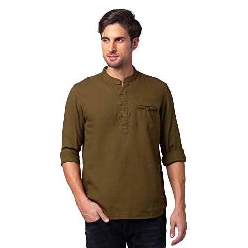 Image of Spykar Men's Slim Fit N /A Full Sleeve Solid Casual Shirts