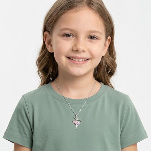 eloi Little Girl Necklace Light Pink Ballet Recital Gifts Ballerina Dance Necklaces Girls Jewelry 16 inch by eloi - Image 3