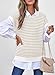 EVALESS Womens Cap Sleeve Sweater Vest Crewneck Short Sleeve Sweaters for Women 2026 Lightweight Casual Knit Stripe Tops Khaki Medium