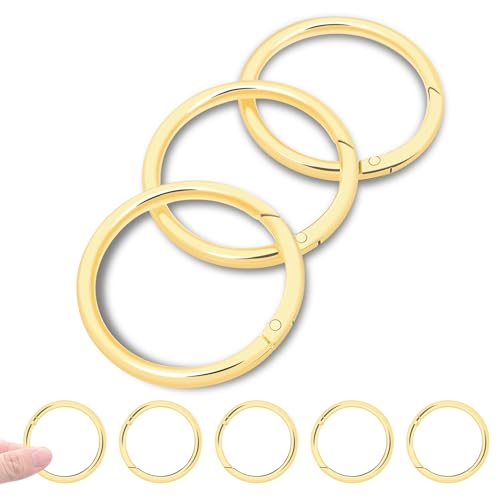 Image of CooBigo 10Pack 1-1 /2 inch inch Large Round Carabiner Clips, Metal Spring O Rings for Organizer Key Rings, Paracord Keychain Lanyard, Pet Chains, Purse Hardware, Key Snap Hooks DIY Accessory (Gold)