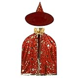 Unisex Christmas Halloween Star Cloak Hat Set Performance Little Wizard Magician Costume Cosplay...