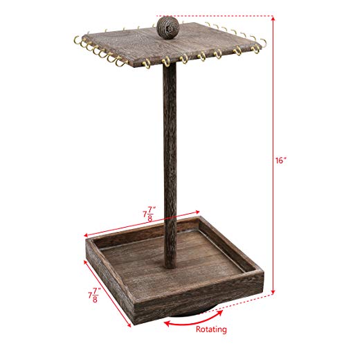 Ikee Design Wooden Rotating Jewelry Organizer, Jewelry Display Tower For Necklace & Bracelet, Rotating Necklace Holder Jewelry Stand For Shows, White Color, 7.88”W X 7.88”D X 16”H #TOP1