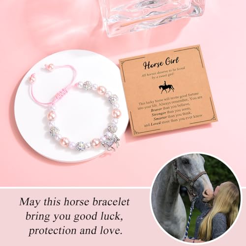 Image of Horse Gifts for Girls, Cute Horse Bracelet Jewelry Stuff with Inspirational Quote Card, Cool Gifts for Horses Lovers Daughter Granddaughter Niece on Birthday Christmas