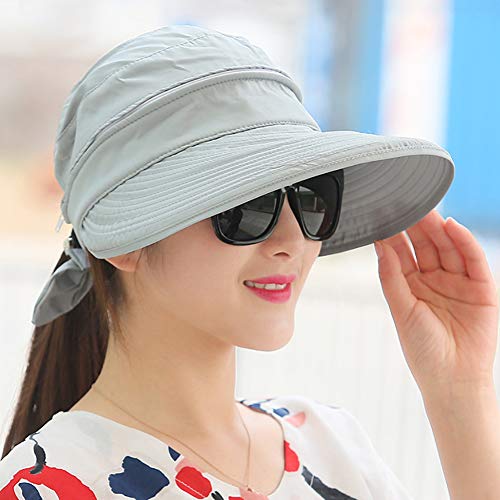 Sonnenhut Damen Sonnenschutz Strandhut mit Reißverschluss Sommerhut...