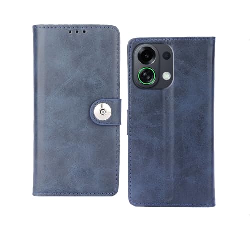 Image of amazon basics Oppo K13 Turbo 5G Flip Cover | Card Pockets Wallet & Stand | Flip Cover for Oppo K13 Turbo 5G (Blue Button)
