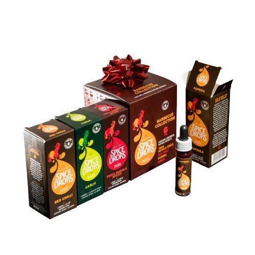 Holy Lama Barbecue Collection with Cumin Seed, Paprika, Red Chili, and Tikka Masala Spice Drops (4 bottles of 5 ml each)