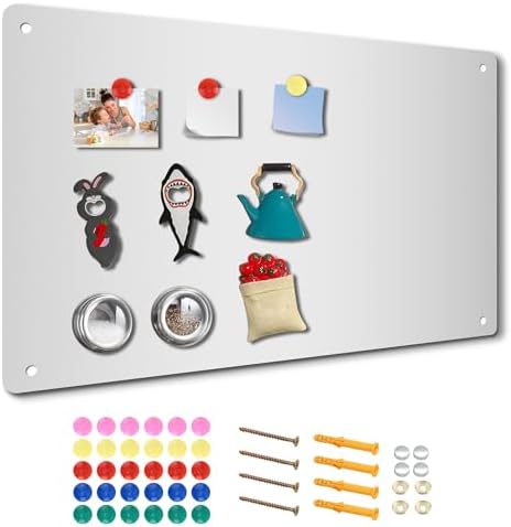 Houseables Magnetic Board, Magnet Board For Wall, Metal Sheets For Magnets Kids Bulletin Hanging Memo Plate Souvenir Large Display Panel Photo Dry Erase Classroom Decorative Black 18x12