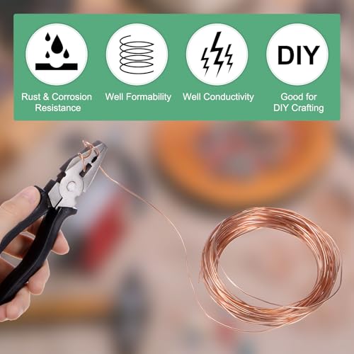 M METERXITY 99,9% Weiche Kupferdraht, 28 Gauge 33FT Reiner Kupferdraht für DIY Basteln/Schmuckherstellung/Gartenpflanzen/Perlen, Basteldraht [0,3 mm, 10M]