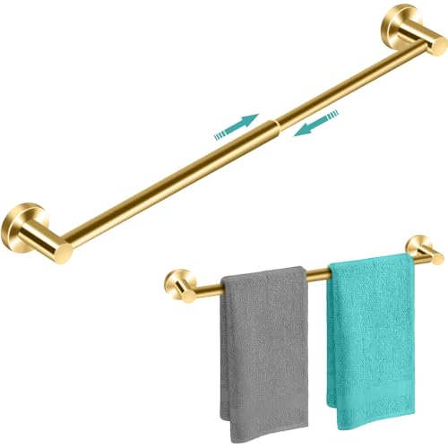 MGahyi Towel Racks for Bathroom-Adjustable Towel Holder(13.18inch-24inch) Sturdy and Rustproof Towel Bar Wall Mounted, Single Towel Bar Rod for Bathroom Accessories (Gold, 1Pack-Towel Bar)