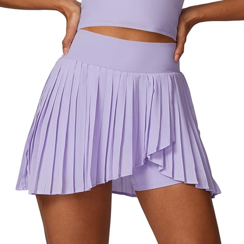 Raroauf Saias femininas plissadas de tênis com shorts de cintura alta minissaia de golfe saia atléti