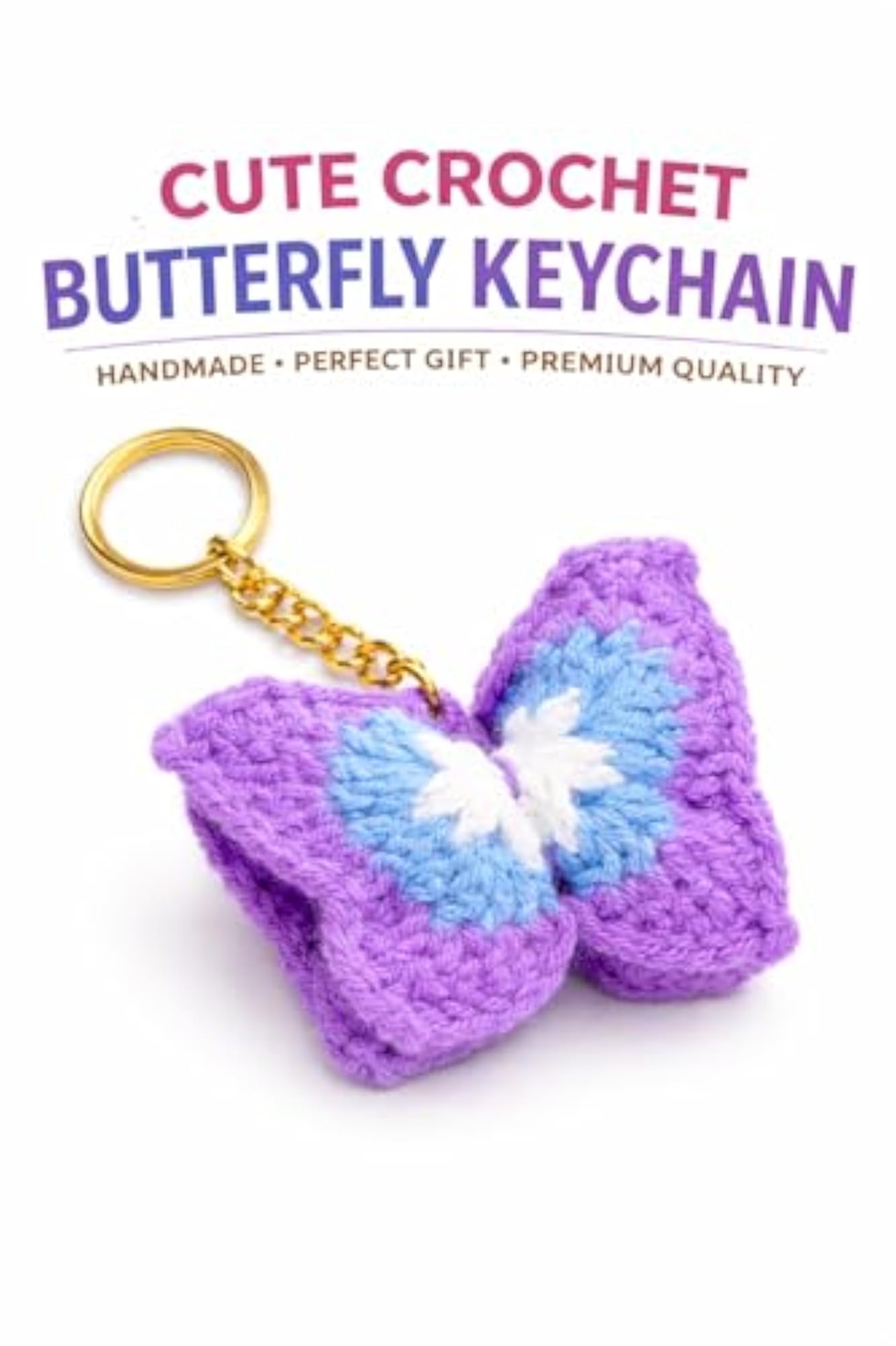 Crochet Butterfly Keychain for Unique Bag Charm