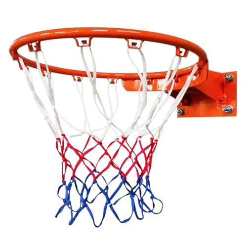 Basketball Net Replacement, 45cm Upgrade Thick Professional Basketball Nets Heavy Duty Outdoor, Rainproof Sunscreen for All-Weather Never Fade, 12 Loops for Replacement Net (Blue+red+White)