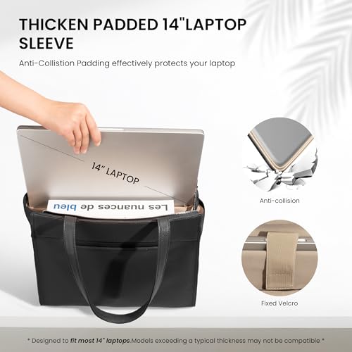 Image of befen Genuine Leather Tote Bag for Women Work, Women's Tote Handbags Leather Shoulder Purses Satchel with Compartment