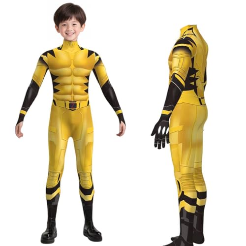 Anime Cosplay Costume Jumpsuits Yellow Set Men for Halloween Full Party Outfit Adult Bodysuit (Yellow 110(4-5years))