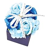 ポピー名古屋 ソープフラワー シャボンフラワー 造花 ギフト プレゼント フラワーボックス 4輪 バラ ボックス 約12cm S-110 ブルー