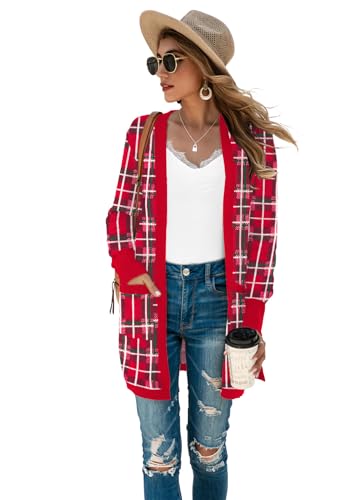 Image of TASAMO Cardigan Sweaters for Women Long Sleeve Open Front Casual Knit Fall Coat Oversized Soft Outwear with Pockets