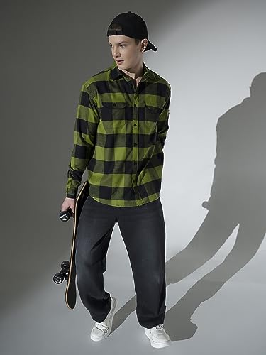 Image of Hubberholme Men's Oversized Checked Full Sleeve Flannel Shirt