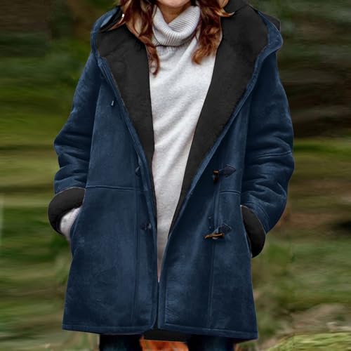 Womens Thermal Fuzzy Hooded Jackets Hoodies Trench Outfits for Women Long Sleeve Faux Christmas Outfits 20252