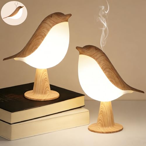 Lot de 2 Petite lampe de chevet, lampe de bureau, veilleuse, lampe de table, commande tactile, sans fil, 3 couleurs, luminosité réglable, lampe de nuit...