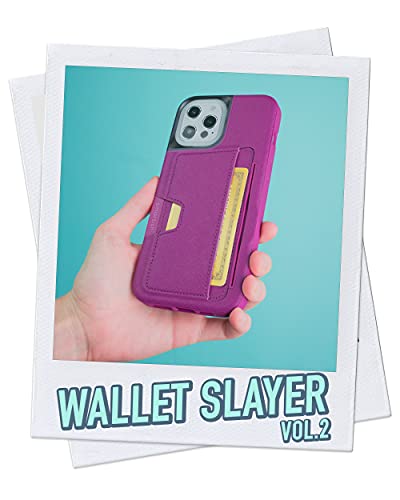 Image of Smartish iPhone 12 Pro Max Wallet Case - Wallet Slayer Vol. 2 [Slim Protective Kickstand] Credit Card Holder (Silk) - Purple Reign