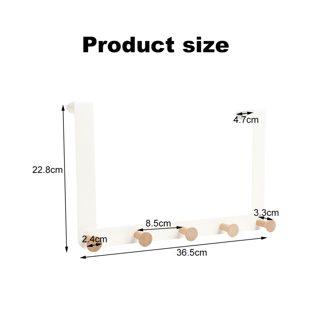 GmeDhc 5 Wooden Hooks Door Hook for Hanging Towel Holder, Clothes Hook, Bathrooms, Bedrooms, Kitchens, White (White) - Image 2