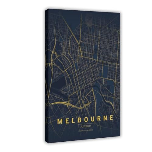 Image of EJOXDS Melbourne_midnight_blue_20260307_124405 Canvas Poster Wall Art for Living Room Bedroom Decor Frame 20x30inch