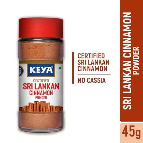 Keya Srilankan Certified Cinnamon Powder | Dalchini Powder | Ceylon Cinnamon | Non Cassia | Sourced from Sri Lanka | 100% Pure & Natural | Packed with Zero Preservatives or Additives | Indian Spices Aroma & Flavour | 45g
