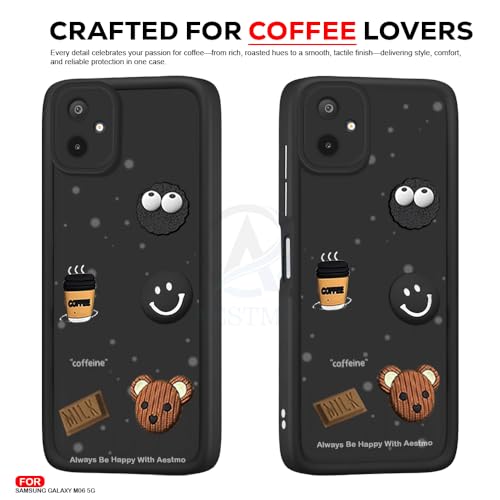 Image of AESTMO Back Case Cover for Samsung Galaxy M06 / F06 Cover | Cute Fun Cartoon 3D Ball | Coffee Silicone Case | Full Body Protection | Camera Protection Back Cover for Samsung Galaxy M06 / F06 (Black)