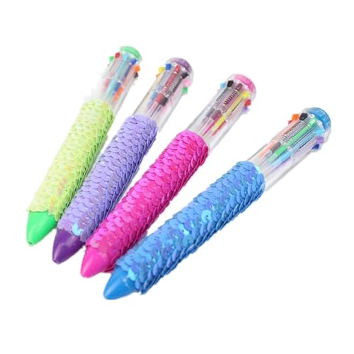 4x/set 10-in-1マルチカラーボールポイントペン格納式ボールペン0.7mmシャトルライティングオフィス学用品