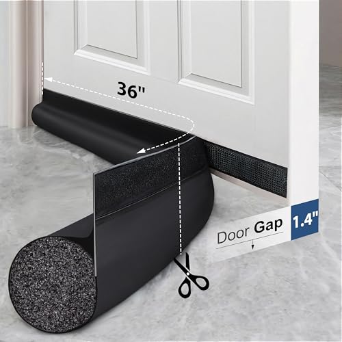 Image of MAXTID Door Draft Stopper 36 Inch Black Adjustable Door Draft Blocker Front Door Draft Guard for Bottom of Doors Weather Stripping Door Seal Strip (Pack of 2)