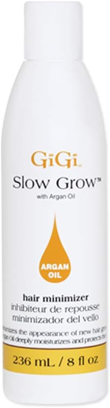 GiGi Slow Grow Hair Inhibitor Lotion with Argan Oil, Hair Regrowth Minimizer, Men and Women, 8 oz, 1-pack