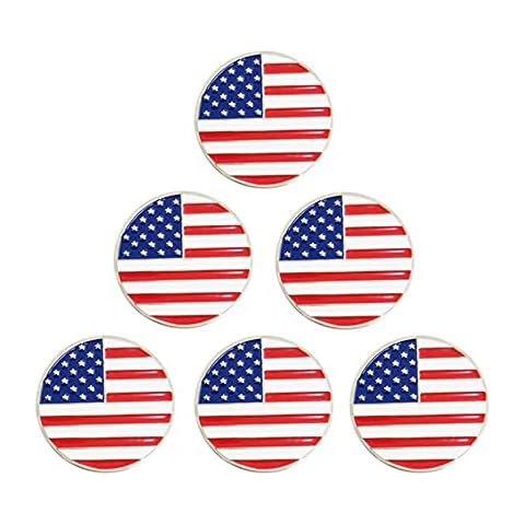 Myartte Lot of 6 Golf Ball Markers Assorted Patterns - Soft Enamel Technique (American Flag 1) Cover