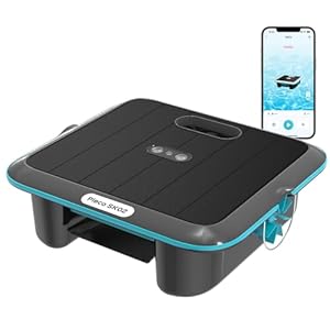 TALOSBO SK02 Solar Pool Skimmer Roboter, Solarbetriebener Poolroboter Akku, Duale Ladeoptionen, Wassertemperatursensor, App-Steuerung, 24/7 Automatischer Skimmer Poolreiniger