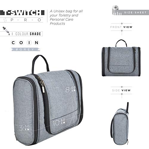 Image of FATMUG Travel Toiletry Kit Organizer Hanging Dopp Kit for Men Large Cosmetics Pouch for Women-L Grey