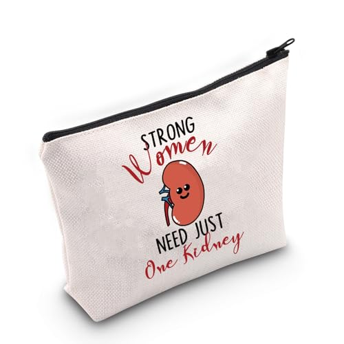 PWHAOO Kidney Donor Gift Strong Women Need Just One Kidney Makeup Bag Kidney Transplant Warrior Cosmetic Bag One Kidney Club Merch (Just One Kidney M)