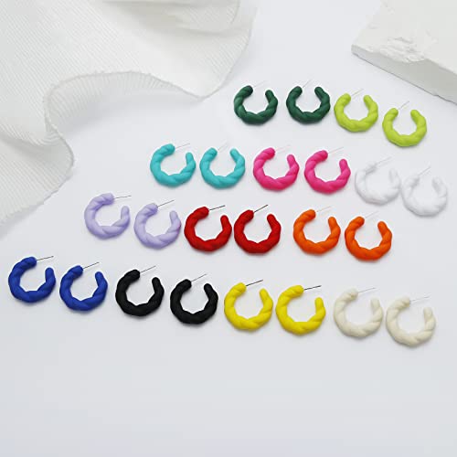 Twisted Rope Round Hoop Earrings, Lightweight C Shape Candy Earrings for Women3