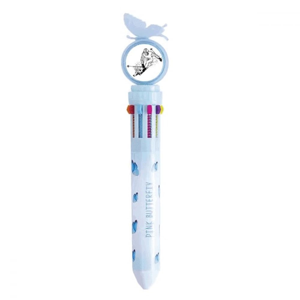 Stylo à bille rétractable multicolore pour organiser vos cours avec motif ski noir - 4