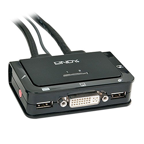 Lunghezza cavo 1 m Lindy 42341 KVM Switch Compact USB Audio DVI, 2 Porte