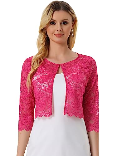 Allegra K Women's Lace Shrug 3/4 Sleeve Sheer Floral Bolero Shrugs Tops by Allegra K - Used condition - Image 2