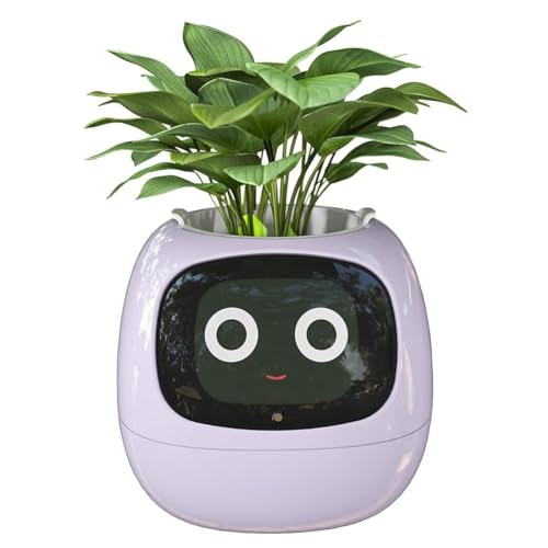 スマート植木鉢、スマートプラントポット、屋内スマートペットプランター、家庭用スマートガーデン、49の豊かな表現、7つのスマートセンサー、LCDスクリーンディスプレイ、APP制御、家庭用インテリジェントプランター(Color:Purple)