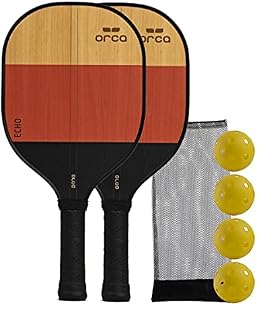 Orca Paddle Co. Echo Pickleball Paddles, Set of 2, with 4 Pickleballs, Mesh Bag Racket for Beginners, Intermediate, Advanced Players - Premium Pickle-Ball Accessories and Equipment