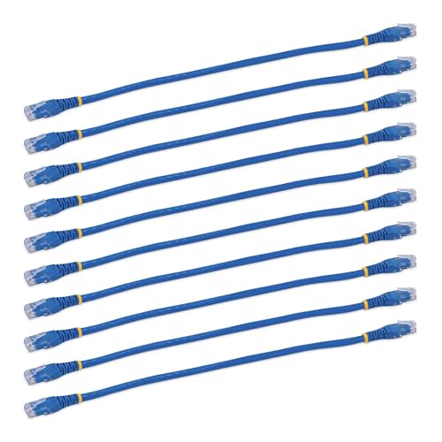 Image of StarTech.com 1 ft. CAT6 Ethernet Cable - 10 Pack - ETL Verified - Blue CAT6 Patch Cord - Molded RJ45 Connectors - 24 AWG Copper Wire - UTP Cable (C6PATCH1BL10PK) | 10 Pack, 24AWG copper, Patch Cable, Ethernet Cord, ETL Verified, Molded, Wire, Connectors, UTP