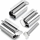 Tubenquetscher Tubenpresse, 3 Stücke Zahnpasta Squeezer, Zahnpastaspender Squeezer, Edelstahl Zahnpasta Sitzhalter mit Standfunktion, Squeezer Tubenpresse Set für Badezimmer (Silber)