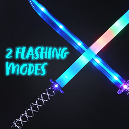 image for JOYIN 2 Packs Toys Ninja Swords for Kids with Motion Activated Clangin