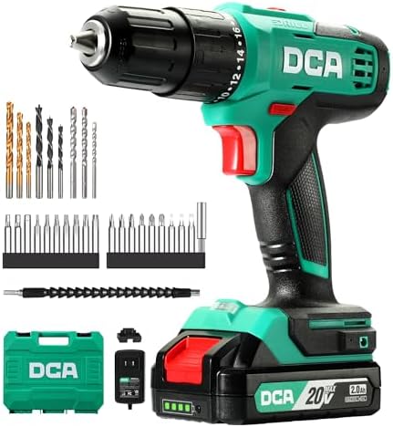 DCA Taladro percutor inalámbrico 20V, 40 Nm, portabrocas automáti...