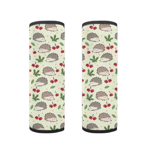 Biyejit Hedgehog Cherry Print Car Seat Strap Covers for Baby Kids, Anti-Slip Seat Belt Covers Strap Pads Cushion for Boy Girl, Protect Neck and Shoulder for Stroller, 2 Pack